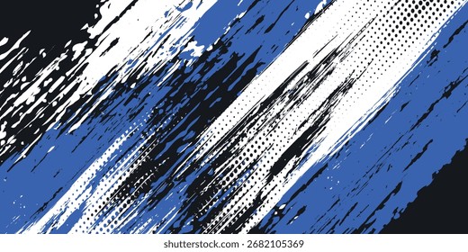 abstrakter schwarz-weißer farbiger Hintergrund mit Spritzer und Halbtoneffekten. Vektorgrafik