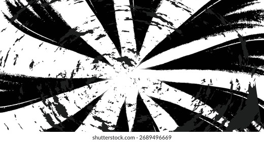 Abstractas fondo grunge en blanco y negro con líneas radiantes que crean un efecto visual dinámico y texturizado. ILUSTRACIÓN VECTORIAL EPS