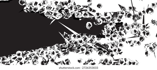 Abstractas fondo grunge blanco y negro con salpicaduras de tinta caótica y textura afligida. Ideal para carteles underground, obras de arte de música, portadas de álbumes, marcas vanguardistas y Diseño gráfico expresivo.