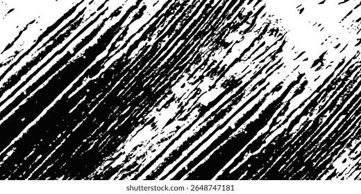 Abstrakte schwarz-weiße Grunge-Textur mit Streifen, Kratzern und Abnutzungsspuren. 10 EPS