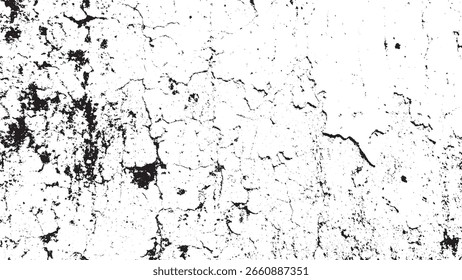 Textura Grunge preto e branco abstrata, cobertura de parede angustiada rachada