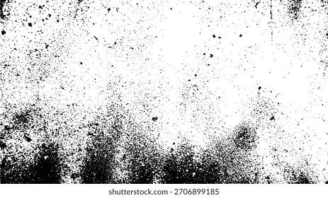 Fundo de textura grunge preto e branco abstrato com splatter pesado e vetor de efeito de sobreposição angustiado