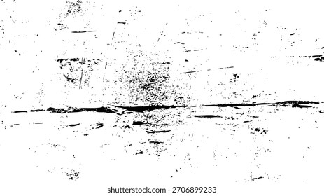 Abstrakte schwarz-weiße Grunge-Textur-Overlay mit gestresstem Scratch- und Splatter-Effekt-Vektor