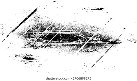 Abstractas superposición de textura grunge en blanco y negro con líneas geométricas angustiadas y Vector de efecto de grano pesado