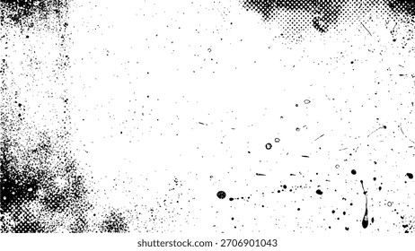 Fundo de textura grunge preto e branco abstrato com sobreposição angustiada e vetor de detalhe superfície áspera