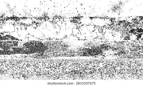 abstract black and white grunge vector background featuring cracked concrete wall layers and distressed asphalt noise overlay design