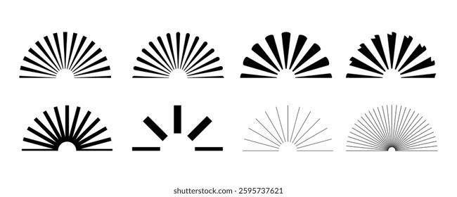 Abstract black and white half circle spiral design
