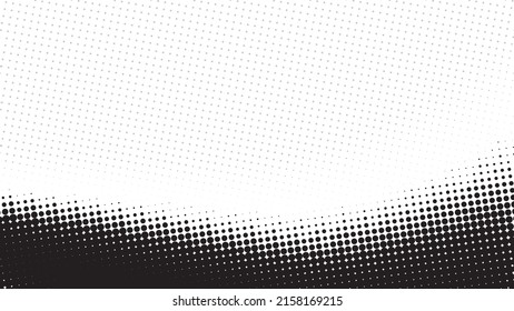 Abstract black and white halftone background with simple wave. Vector graphic pattern