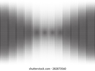 An abstract black and white halftone background.