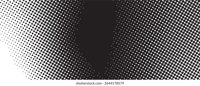 Abstractas fondo de patrón de punto de semitono blanco y negro