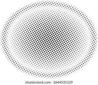 Abstractas patrón de punto de semitono blanco y negro oval