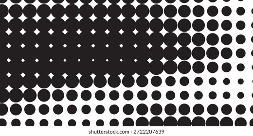 Abstract Black and White Halftone Dot Screen Gradient Pattern, Vector illustration.