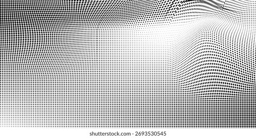 Fondo Abstractas Del Patrón De Onda De Los Puntos Del Halftone Negro Y Blanco Para Los Proyectos De Diseño
