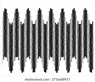 Abstract Black and White Halftone Dotted Sound Wave Vector Illustration for Music and Audio Designs