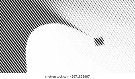 Abstractas líneas de semitono en blanco y negro con Formas geométricas mínimas ideales para flyer, portada de libro, póster.