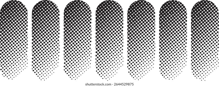 Abstract black and white halftone oval patterns