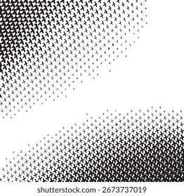 Abstraktes Schwarz-Weiß-Rastermuster mit Farbverlauf-Effekt, das ein strukturiertes und dynamisches Bild erzeugt. Perfekt für Grafikdesign-Hintergründe.