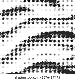Abstract black and white halftone vector background with wavy dotted gradient pattern retro monochrome texture vintage style modern overlay artistic design wallpaper graphic art
