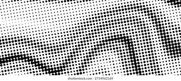 Abstractas fondo de Vector semitono en blanco y negro con patrones dinámicos punteados que forman curvas fluidas y ritmo geométrico, ideal para diseños modernos, mínimos y editoriales.