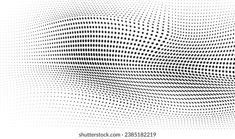 Abstract black and white halftone wave texture