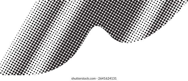 Abstract black and white halftone wave design