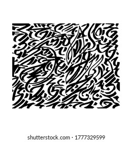 Abstract Black And White Hand Drawn Calligraphy Vector Texture Pattern Background 