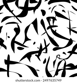 Abstract black and white hand drawn pattern. Vector Illustration.