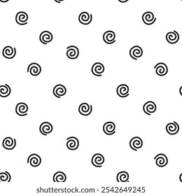 Abstract black and white hand drawn minimal seamless pattern background wallpaper - snail spiral monochrome minimalistic vector tile