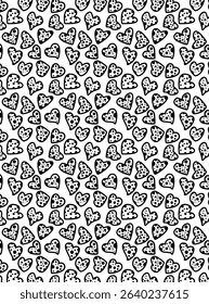 Abstract Black and White Heart Pattern Seamless Texture	