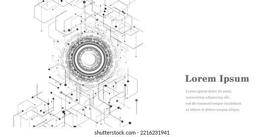 abstract black white hexagon, ai artificial intelligence, geometric background, scientific technology, futuristic concept