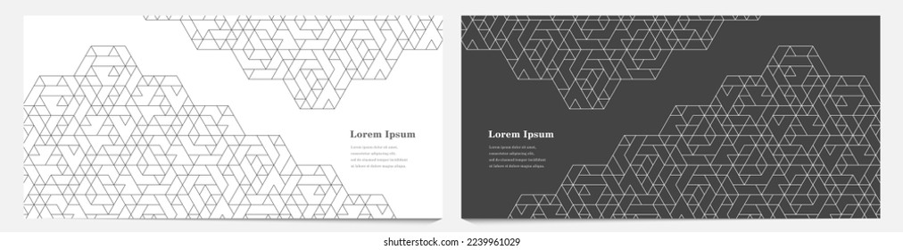 abstract black white hexagon, geometric texture background, polygon pattern set, network concept