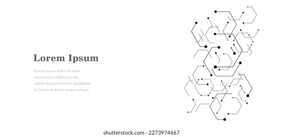 abstract black white hexagon, geometric texture background, scientific technology, network concept