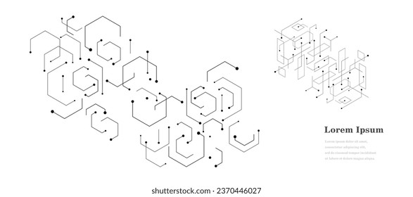 abstract black white hexagon, geometric texture background, scientific technology, network concept