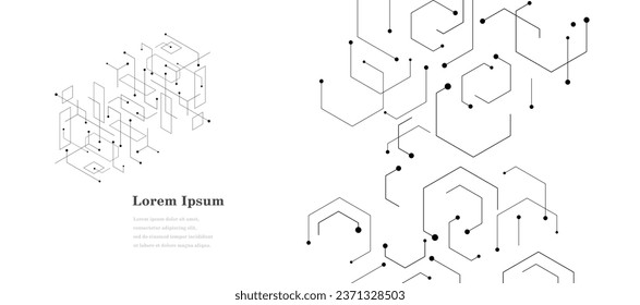 abstract black white hexagon, geometric texture background, scientific technology, network concept