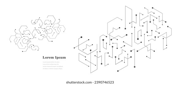 abstract black white hexagon, geometric texture background, scientific technology, network concept