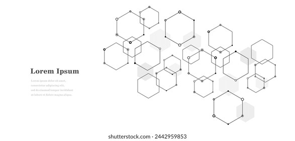 hexágono blanco negro abstracto, fondo de textura geométrica, tecnología científica, concepto de red