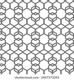 Abstractas. patrón de fondo geométrico hexagonal en blanco y negro sin fisuras. Vector.