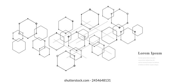hexágono blanco negro abstracto, fondo de textura geométrica, tecnología científica, concepto de red
