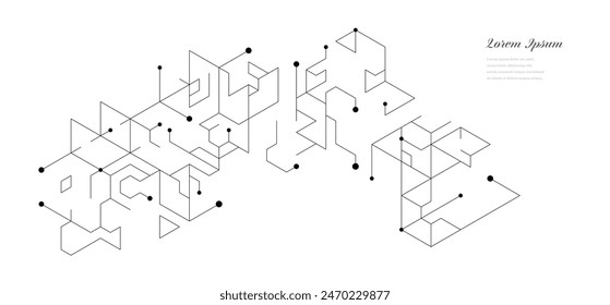 abstract black white hexagon. geometric circuit texture background. scientific technology. network concept.
