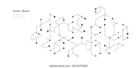 abstract black white hexagon. geometric circuit texture background. scientific technology. network concept.