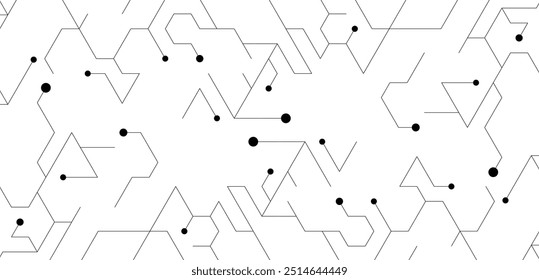 abstract black white hexagon. geometric circuit texture background. scientific technology. network concept.