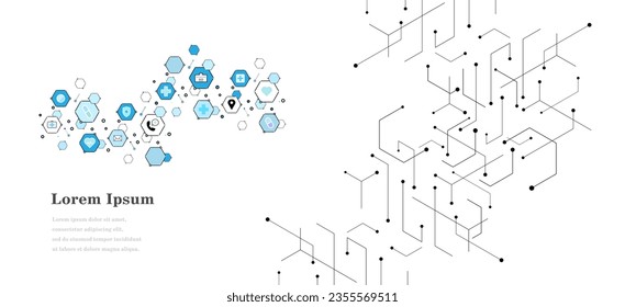 abstract black white hexagon, health care icon pattern background, scientific technology, medical concept