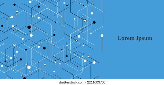 abstraktes, weißes Hexagon, Netzwerkbild, geometrisch-blauer Hintergrund, wissenschaftliche Technologie, futuristisches Konzept
