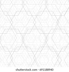 Abstract black and white hexagon outline overlap grid pattern vector illustration