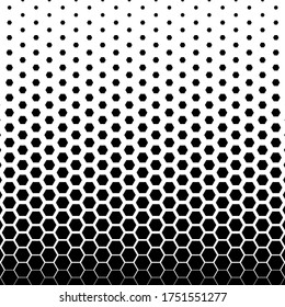 Abstract black and white hexagonal halftone background. Vector illustration