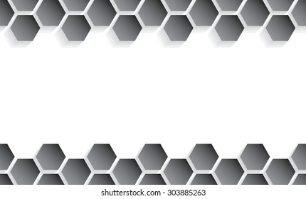 Abstract black and white horizontally seamless honeycomb texture. Vector illustration