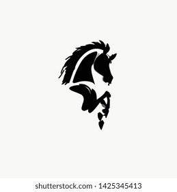 Abstract black and white horse vector icon