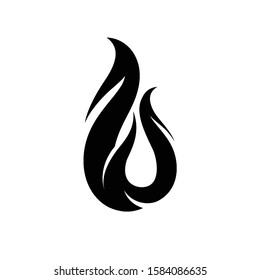 Abstract Black and White Icon of Fire Logo. Ornamental Concept of Power Energy. Flat Style Trend Brand Design Illustration on White Background