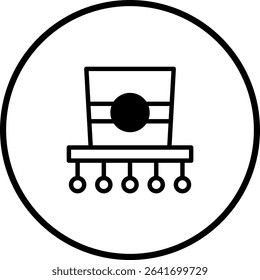Abstract black and white icon representing a stylized table or stand design