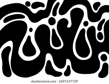 Abstractas ilustración en blanco y negro con Formas orgánicas, líneas interconectadas y formas fluidas, creando un patrón dinámico y fluido.